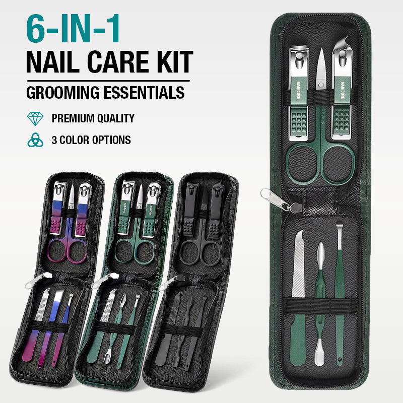 Mens Grooming Travel Kit - Juego de cortaúñas portátil 6 en
