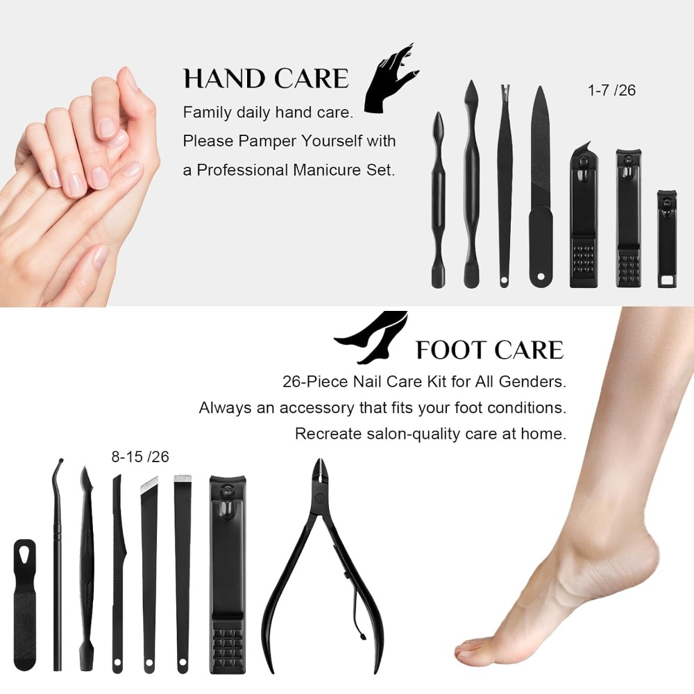 Juego de 26 Piezas para Manicu - Mens Grooming Kit Case reseña y precio