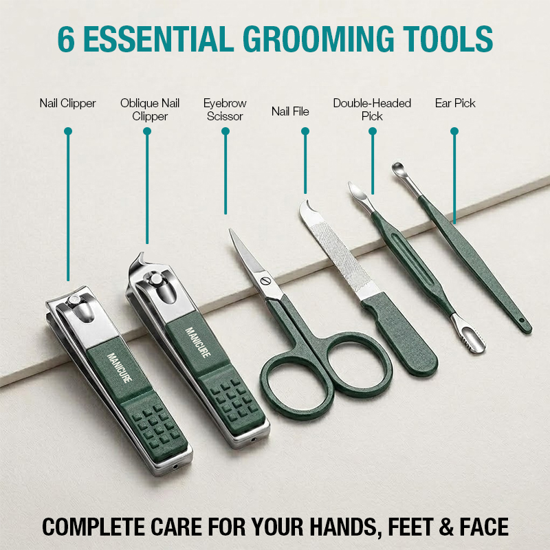 Juego de cortaúñas portátil 6  - Mens Grooming Travel Kit reseña y precio